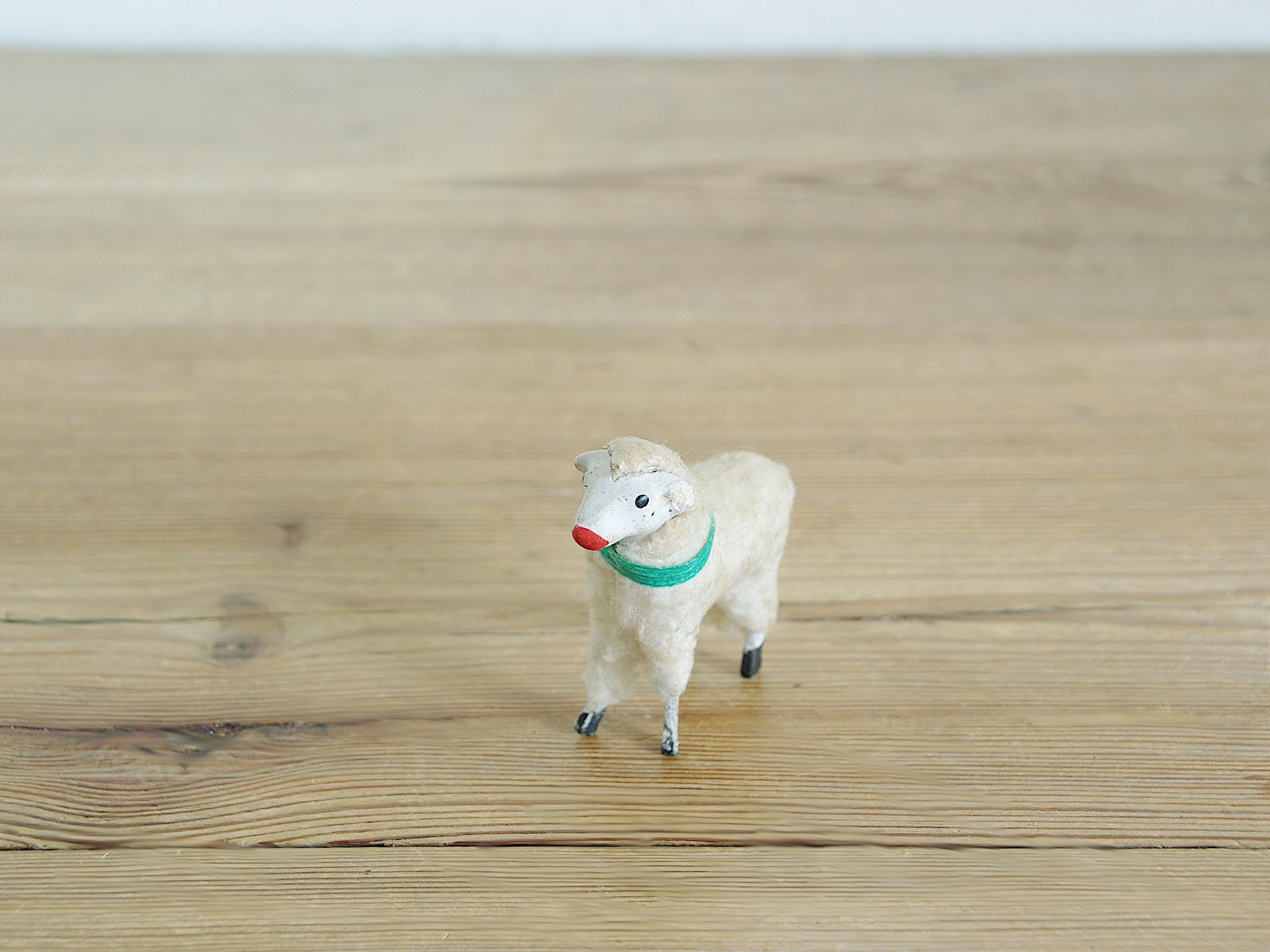 Vintage Putz Sheep, Antique Wool Sheep, Christmas Nativity