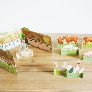 Ghirlanda di carta pieghevole vintage con elfi danzanti, vecchio ornamento natalizio svedese ritagliato colore, hygge scandinavo, decorazioni per la tavola del mantello