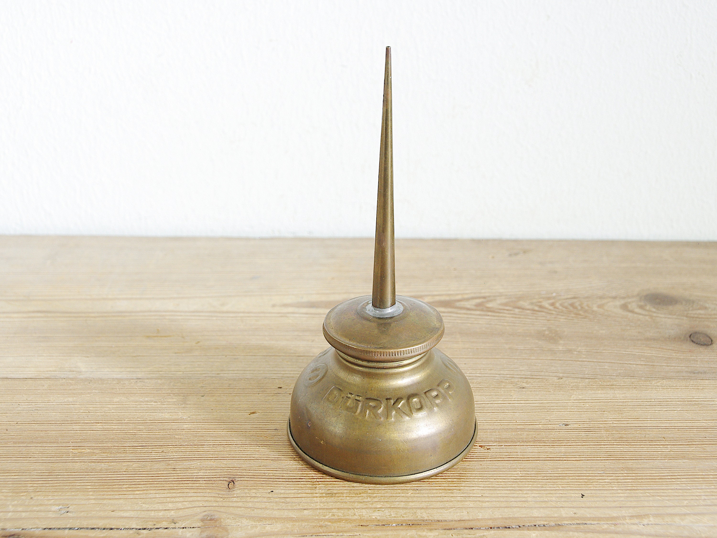 Vintage Antique Thumb Brass Oil Can With Spout, Dürkopp Sewing