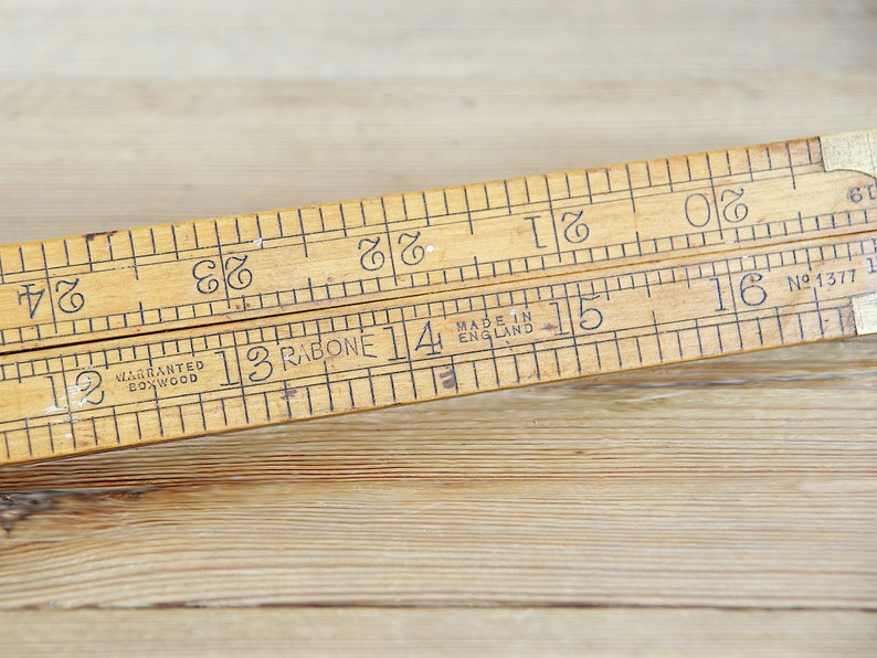 English Ruler That Was Inbread Vintage Folding Boxwood Ruler With Brass Details, Old Measuring Tool ...