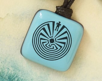 Iʼitoi. Man in the Labyrinth. Symbol of the journey through life representing dreams and goals. Shaman necklace. O&#39;odham, Hopi.