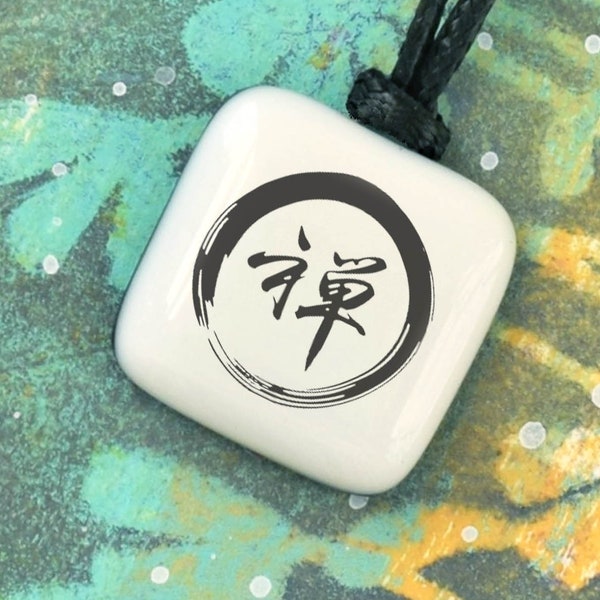 Enso circle with Zen Kanji. Symbol of harmony. Pendant with Zen circle. Zen philosophy. Meditation and relaxation. Zen gift. Small necklace.