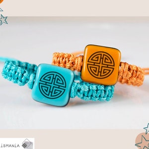 Bracelet with Shou symbol. Symbol of Longevity. Symbol of luck in China. Taoist symbol. Symbol of hope and long life.