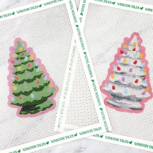 Grandma&#39;s Christmas Tree Needlepoint Canvas | 13 Mesh Christmas Hand Painted Needlepoint Ornament