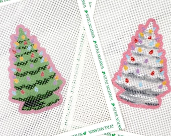 Grandma&#39;s Christmas Tree Needlepoint Canvas | 13 Mesh Christmas Hand Painted Needlepoint Ornament