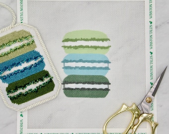 Macaroon Needlepoint Ornament Canvas | Ornament Kit | 13 & 18 Mesh