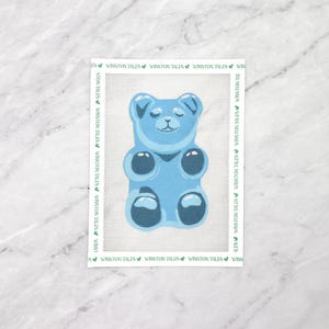 Gummy Bear Hand Painted Needlepoint Canvas | 18 mesh Blue