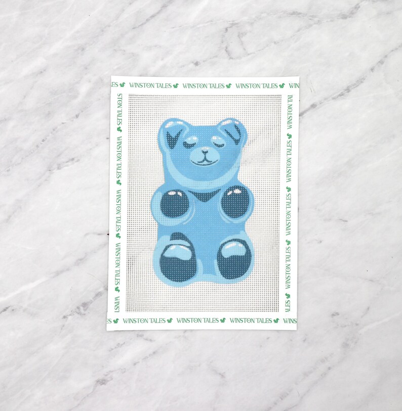 Gummy Bear Hand Painted Needlepoint Canvas | 18 mesh Blue