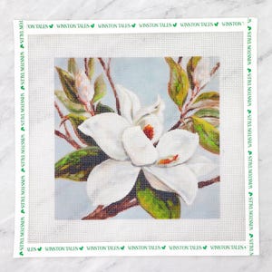 Mom&#39;s Magnolia&#39;s | 18 Mesh Hand Painted Magnolia Needlepoint Canvas
