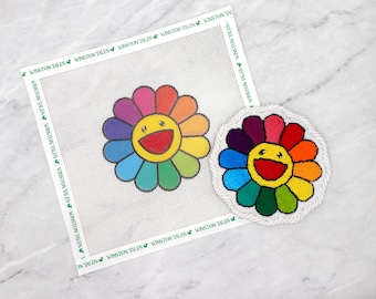 Flower Power Hand Painted Needlepoint Canvas 18 Mesh