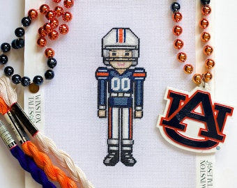 Football Nutcracker Ornament | Football Player Needlepoint Canvas