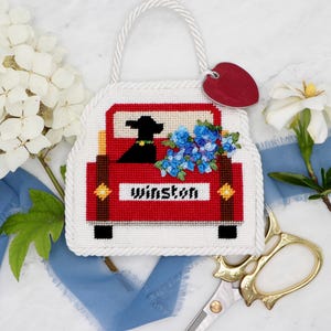Dog Needlepoint Canvas 18 Mesh | Stitch Hand Painted Car | Custom Dog Needlepoint