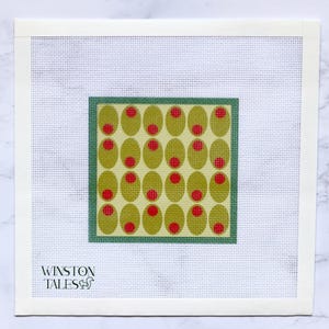 Olive Needlepoint Custom Canvas | 4x4 Coaster