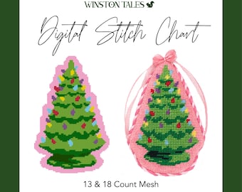 Grandmas Christmas Tree Digital Stitch Chart Needlepoint Pattern | 13 & 18 Mesh