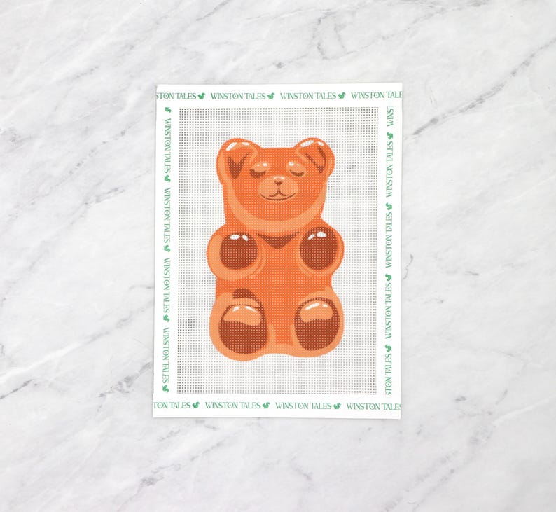Gummy Bear Hand Painted Needlepoint Canvas | 18 mesh Orange