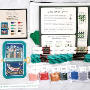Sardine Squad Hand Painted Needlepoint Canvas on 18 Mesh | Craft Kit image 4
