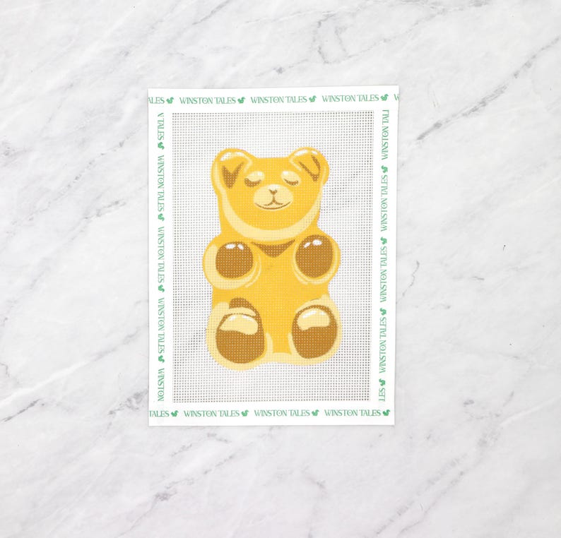 Gummy Bear Hand Painted Needlepoint Canvas | 18 mesh Yellow