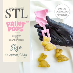3D Bunny Cake Pop Mold STL File: Print Pops™ (3D Printer Digital Download)