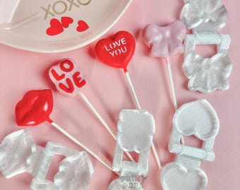 Valentine 3D Cake Pop Molds Set: Heart, Lips, LOVE, Bow Shapes