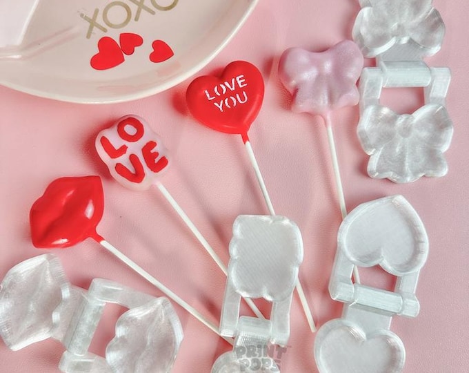 Valentine 3D Cake Pop Molds Set: Heart, Lips, LOVE, Bow Shapes