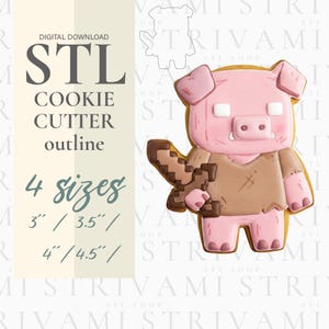 Digital Pigli Cookie Cutter, STL Pigli Cookie Cutter, Digital Download Pig Pixel Art Cookie Cutter, Pig STL Cookie Cutter, ID 0034