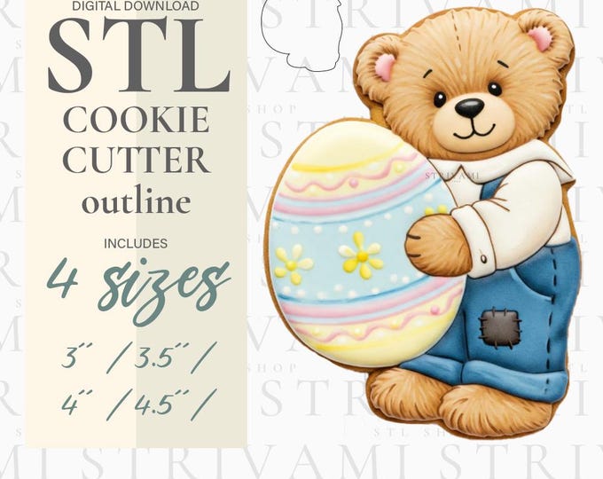 Bear With Egg Cookie Cutter STL File: 3D Print Design (Digital Download)