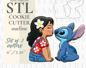 Blue Alien Cookie Cutter Set: Island Girl, STL File 3D Print Digital Download