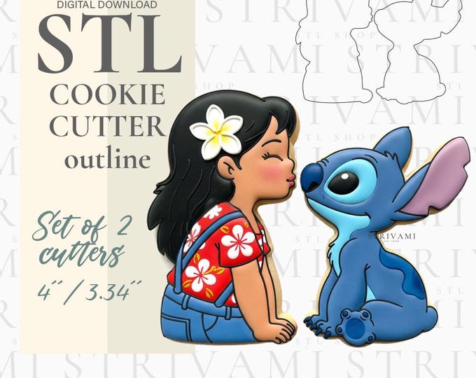 Blue Alien Cookie Cutter Set: Island Girl, STL File 3D Print Digital Download