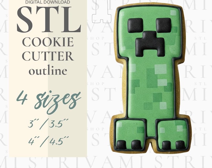 Creep Cookie Cutter Outline STL File: Pixel Art (3D Print Digital Download)