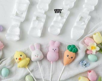 Easter 3D Cake Pop Molds Set: Bunny, Bunny Head, Carrot, Chick Shapes