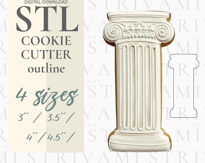 Greek Column Cookie Cutter STL Digital Download: Ionic Pillar (3-4.5 inch)