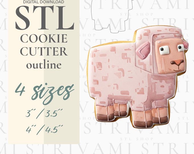Pink Sheep Cookie Cutter Outline: 3D Print STL File (Digital Download)