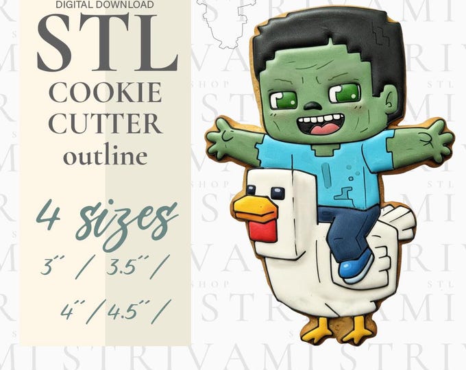 Chicken Jockey Cookie Cutter Outline STL File (Digital Download)