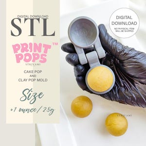 3D Ball Cake Pop Mold STL File - Digital Download | Print Pops™ | STL Cake Pop Mold, Digital Cake Pop Mold, 3D Mold Digital, Sphere Cake Pop
