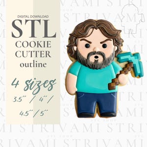 Digital Steve Cookie Cutter, STL Jack Bleck Cookie Cutter, Digitaler Download Pixel Art Cookie Cutter, Mine Digger STL Cookie Cutter, ID 0030