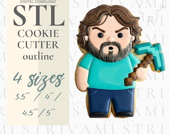 Steve Cookie Cutter: Pixel Art Mine Digger STL (Digital Download)
