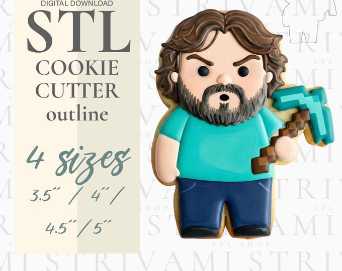 Steve Cookie Cutter: Pixel Art Mine Digger STL (Digital Download)