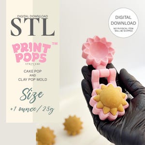 3D Sun Cake Pop Mold STL File - Digital Download | Print Pops™ | STL Cake Pop Mold, Digital Cake Pop Mold, 3D Mold Digital, Sun Cake Pop