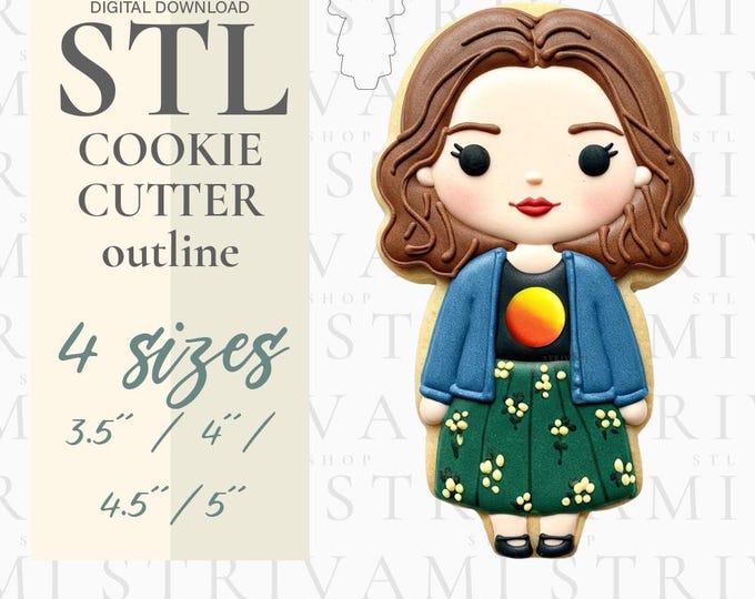 Natalie Cookie Cutter Outline: 4 Sizes (STL Digital Download)