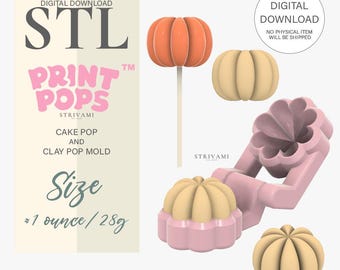 3D Pumpkin Cake Pop Mold STL File: Print Pops™ (3D Printer Digital Download)