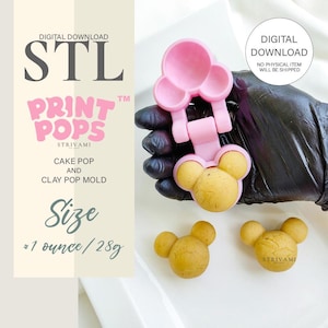 3D Mouse Cake Pop Mold STL File - Digital Download | Print Pops™ | STL Cake Pop Mold, Digital Cake Pop Mold, 3D Mold Digital, Mouse Cake Pop