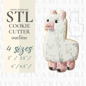 Digital Llama Cookie Cutter, STL Llama Cookie Cutter, Digital Download Llama Pixel Art Cookie Cutter, Llama STL Cookie Cutter, ID 0028