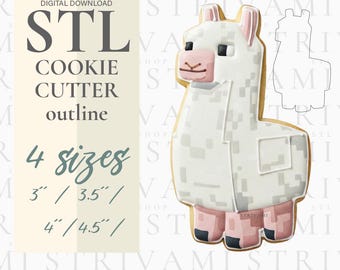 Llama Cookie Cutter STL File: Pixel Art Outline (Digital Download)