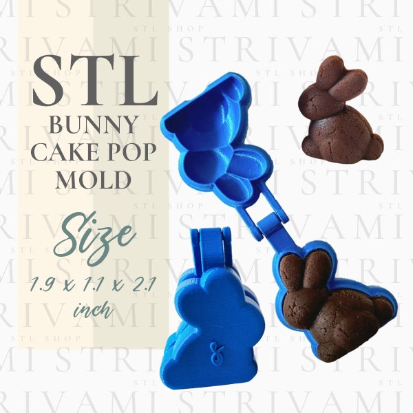 STL Hase Cake Pop Mould, Hase Cake Pop Mould, Digitale Cake Pop Mould, Easter Cake Pop Mould, Kaninchen Cake Pop Mould STL, ID 0007