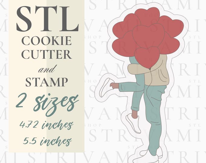 Couple Kissing Cookie Cutter and Stamp STL File: Valentine's Day (Digital Download)