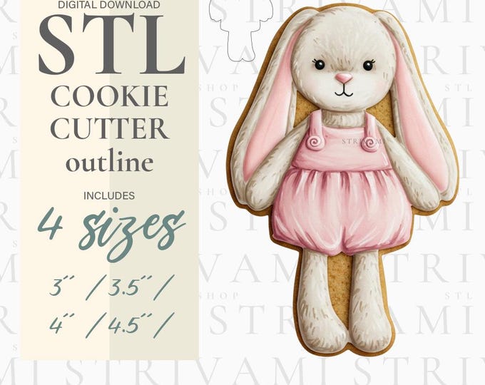 Bunny in Romper Cookie Cutter STL - 4 Sizes (Digital Download)