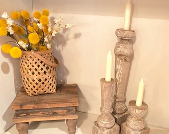 Rustic Spindle Candlesticks