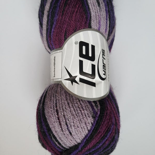 Ice Yarns SockenWolle (Sock Yarn) Purple Lilac Black 50gr