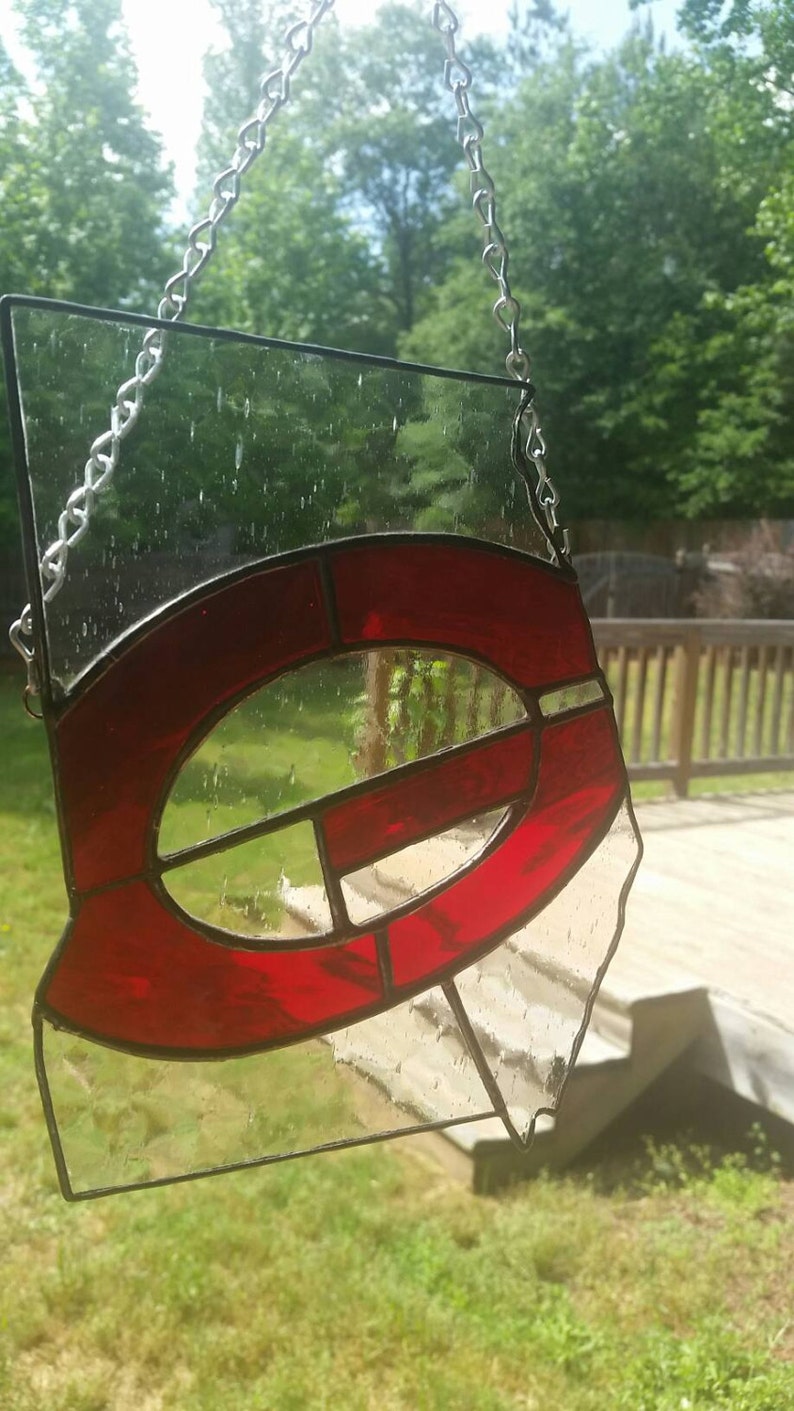 G stained glass original design OOAK bulldogs red and Etsy