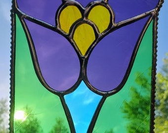 Gorgeous Purple flower stained glass suncatcher